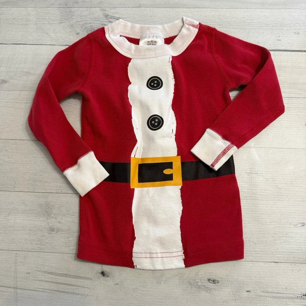 Hanna Andersson kids long‎ John Santa Christmas  pajamas size 80 18/24 months